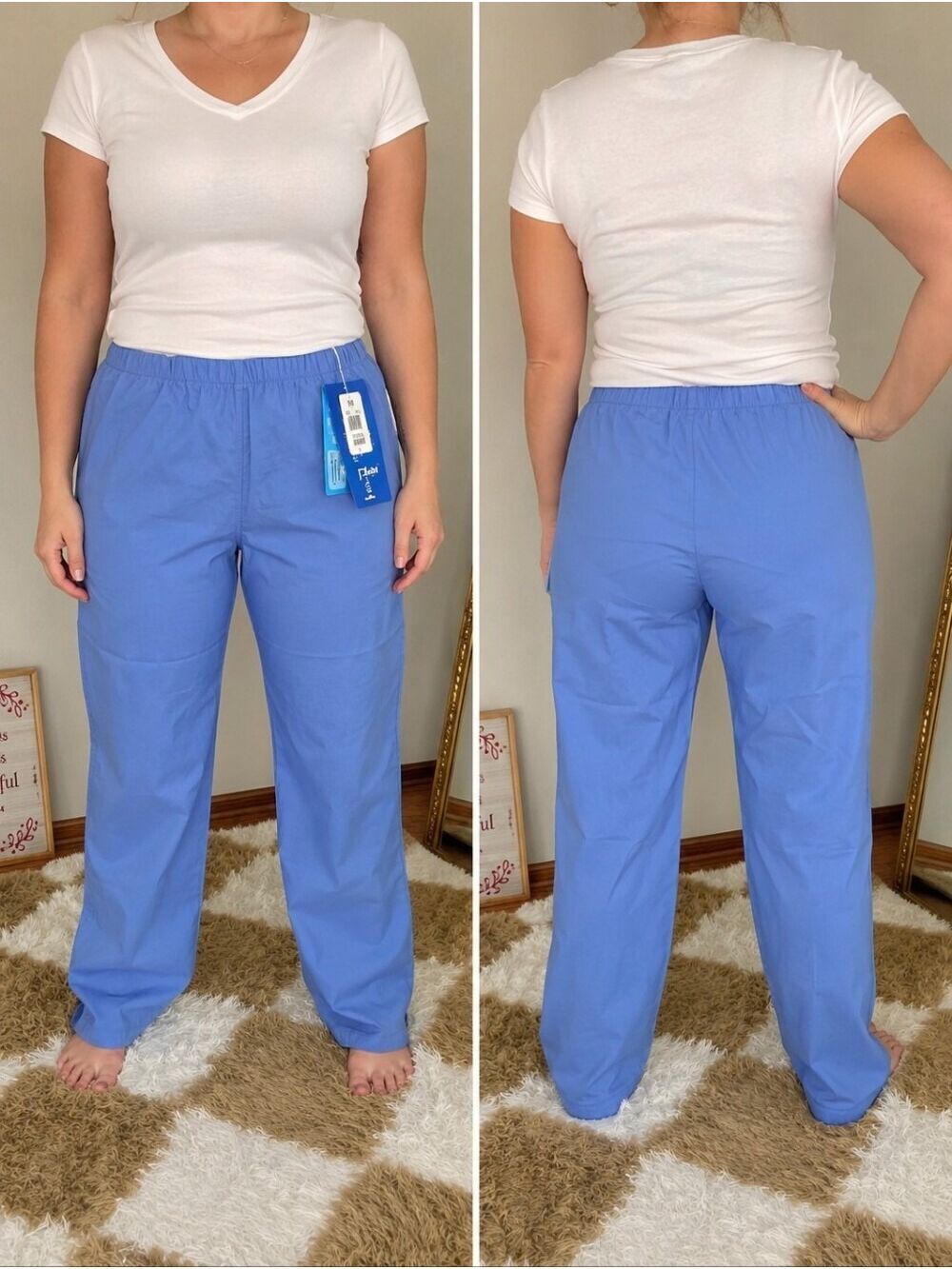Landau Classic Fit Blue Scrub Pants Size Medium NWT